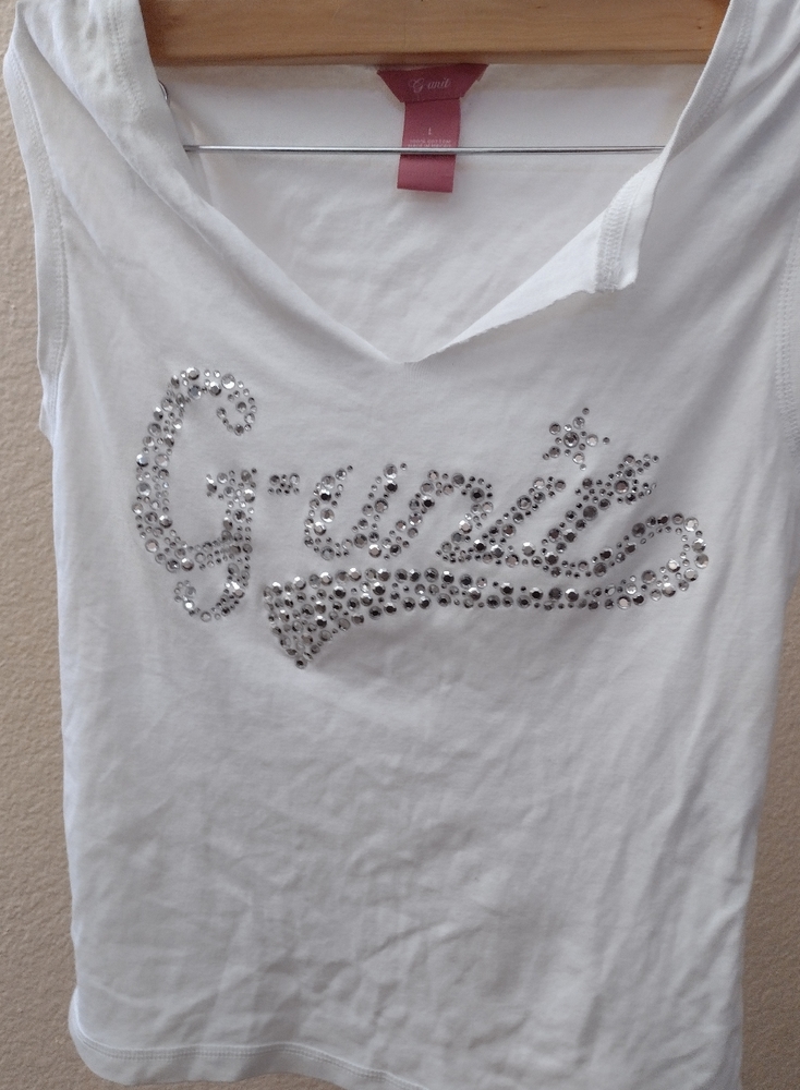 G-unit hip hop white blinged out tee L